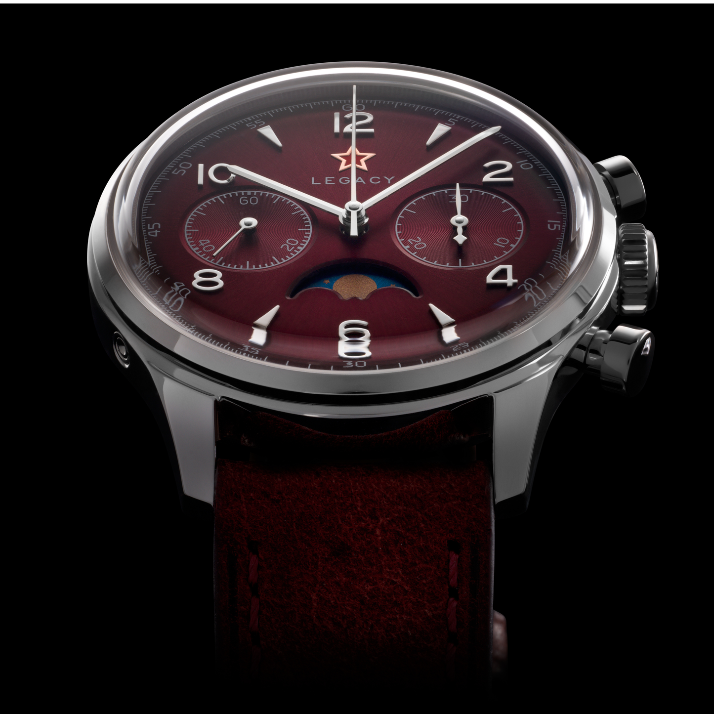 LIMITED EDITION | 1963 LEGACY BURGUNDY EDITION | Seagull movement| MOONPHASE